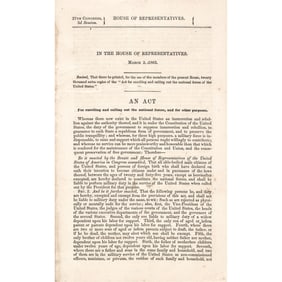 1863 Civil War, AN ACT for enrolling and calling out the national Forces, and for other Purposes.