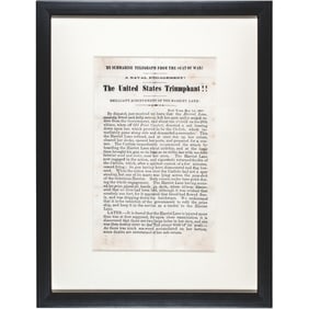May 1, 1861 Civil War Naval Battle Broadside, Harriet Lane + Carlisle, The United States Triumphant!