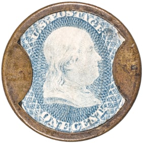 1862 Civil War Encased Postage EP-4 HB-27 S-13a Reed-AS01SM. 1 Cent Ayer's Sarsaparilla Small AYER'S