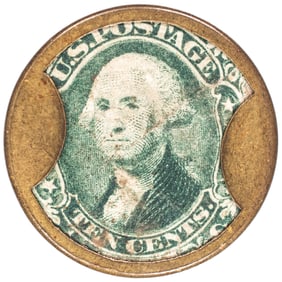 1862 Civil War, Encased Postage Stamp Currency, Ten Cents, GAGE BROTHERS + Drake, TREMONT HOUSE, EF