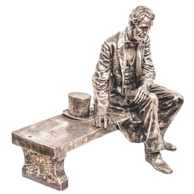 SEATED LINCOLN, Sculpture of 1,140 Troy Oz .999 Fine Pure Silver, Cast After Sculptor Gutzon Borglum