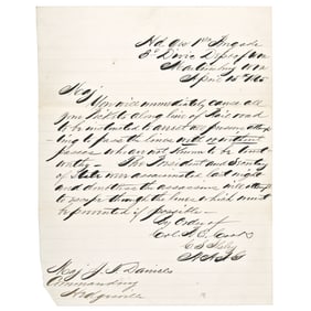 April 15th, 1865-Dated, Exceptional Important Content Lincoln Assassination, Autograph Letter Signed