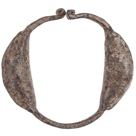 Late 18th Century Colonial Era Original Hand-Forged Iron Slave Noise Making Ankle Rattle Bracelet