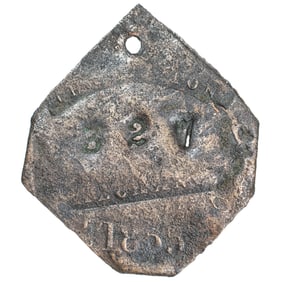 1855 Charleston, South Carolina Official City Registered  MECHANIC Slave Hire Tag/Badge, Circulated