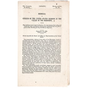 1849 Gold Rush, Govt Imprint Congress to Provide Emigrants Travelling to California Military Escorts