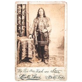 c. 1880 Cabinet Card Photograph of Cheyenne Indian Brave named KE-KI-OU-KAH (or) Star / Blazing Star