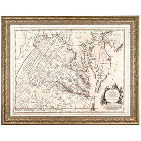 1755 Rare Original First State French Printing, Fry-Jefferson Map of Virginia, Paris Robert Vaugondy