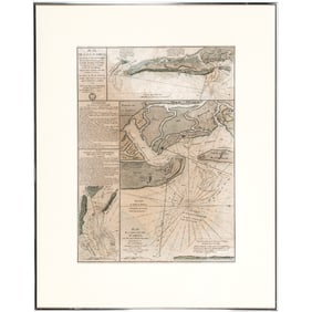 1779-Dated Revolutionary War Period, Hand-Colored Map and Plan of Amelia Island