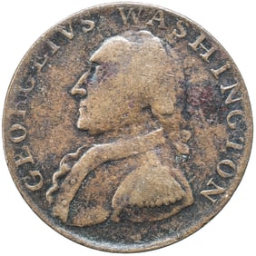 (1795) Washington North Wales Halfpenny, Baker-34, Two Stars, Plain Edge, Extremely Fine