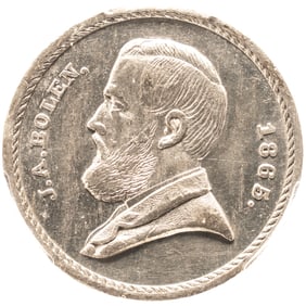 1865-Dated J.A. Bolen Medal in White Metal Die Sinker and Medalist PCGS Certified MS-61 - 10 Struck