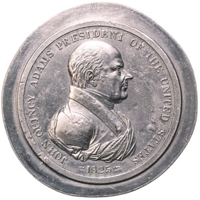1825 (after 1905) John Quincy Adams Indian Peace Medal Uniface Trial Impression, lead Trial splasher