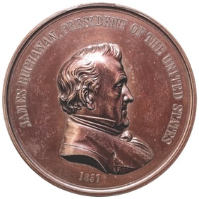 (1857-Dated) James Buchanan Indian Peace Medal, Struck in Bronze, First Largest Size, Mint State