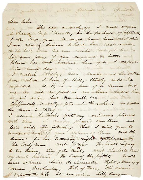 1859 John Ford Letter Signed: Ford Theatre's Owner Discusses Theatrical Business JOHN FORD, A superlative content letter from the owner and operator of the theatre in Washington bearing his name - Ford's Theatre - where Lincoln wa