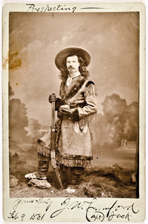 1881, Captain JACK CRAWFORD Signed Photograph: Western America “Captain Jack” J. W. Crawford Signed & 1881 Dated Photograph Noted As "Prospecting" Across The Top Edge JOHN WALLACE “Captain Jack” CRAWFORD (1847-1917). Known as "The Poet Sco