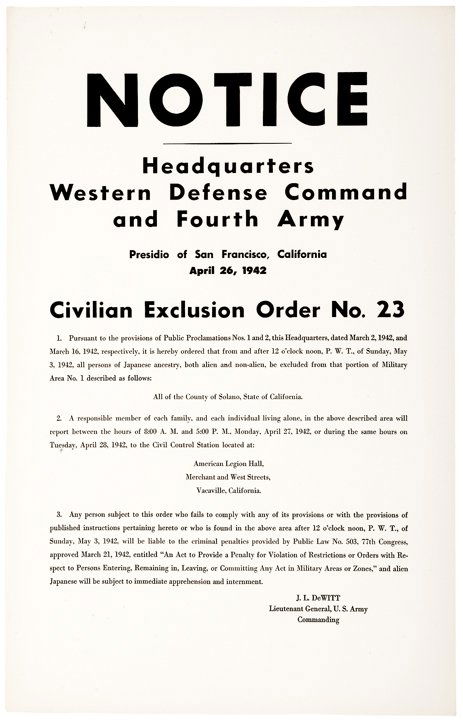 1942 INTERMENT ORDER Japanese-American Posters