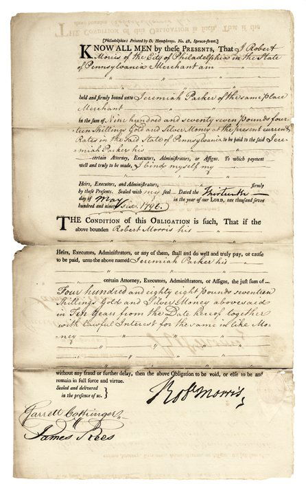 Declaration Signer ROBERT MORRIS Fiscal Document: Autographs Impressively Signed Robert Morris Financial Document ROBERT MORRIS (1734-1806). Signer of the Declaration of Independence, the Articles of Confederation, and the United States Constitution,
