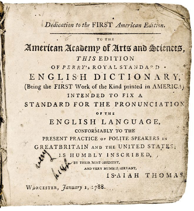 1788 The First Dictionary Published In America!