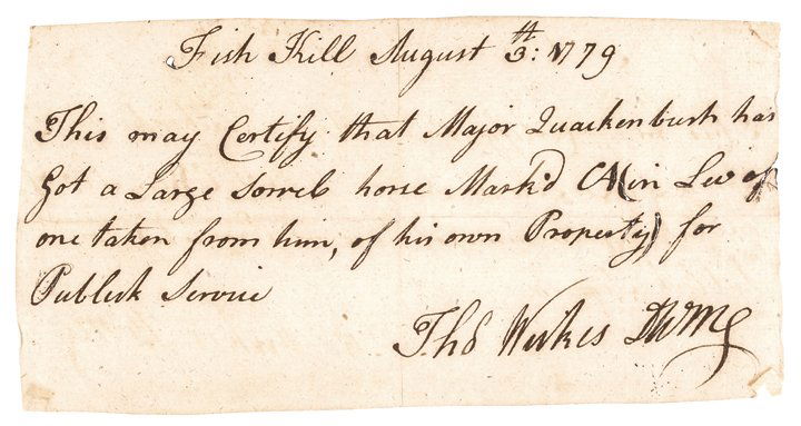 1779 Rev War Continental Army Horse Receipt (1 of 3)