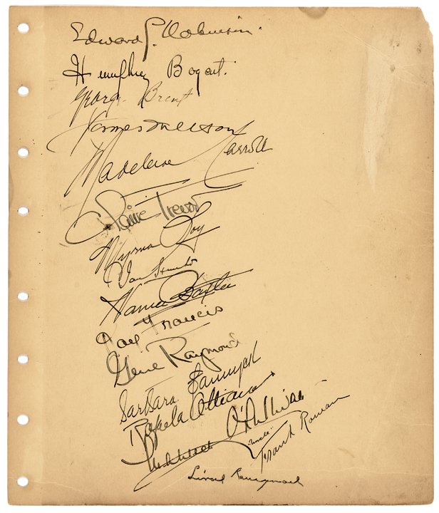 HUMPHREY BOGART Autograph Album Leaf Signed (1 of 5)