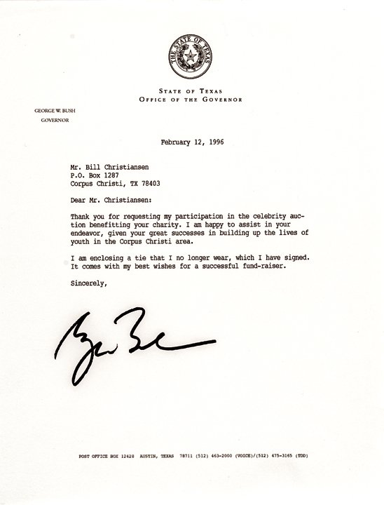 GEORGE W. BUSH Autographed Necktie + Letter (1 of 5)