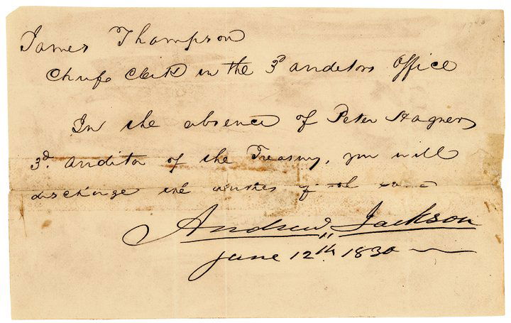 President ANDREW JACKSON Autograph Doc. Signed (1 of 3)