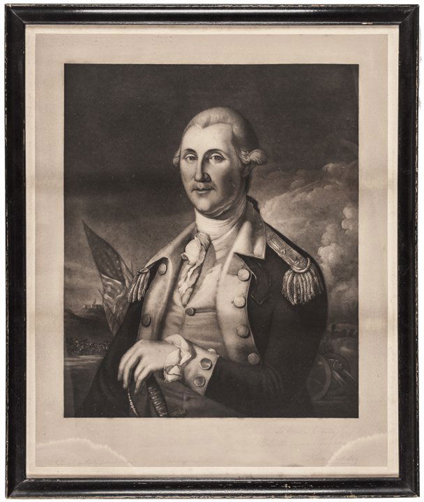 GEORGE WASHINGTON Engraving James Peale Painting: Washington Related “George Washington” Portrait Proof Signed By Engraver “Richard Josey” of Only 30 Presentation Proofs Published c. 1897 Mammoth Size Presentation Proof Engraving of GEORGE WA