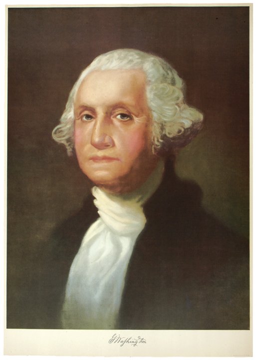 1932 GEORGE WASHINGTON Lithograph, After Stuart: Prints Gorgeous 1932 “George Washington” Color Lithograph 1932, Color Lithograph of George Washington, After the Painting by Gilbert Stuart, Edwards & Deutsh Litho Co., Chicago, Illinois, Never Fo