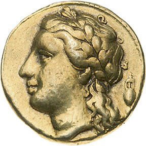 Greece,Elecgtrum 25 Litrai-Syracuse: (317-289 B.C.) Greece (Sicily), Elecgtrum 25 Litrai of Syracuse, Very Fine. SNG ANS 621. 3.5 grams. Obv: laureate head of youthful Apollo with a small amphora behind. Rev: lion footed tripod with ethn