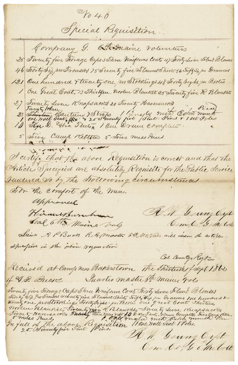 Civil War General HIRAM BURNHAM Autograph Document