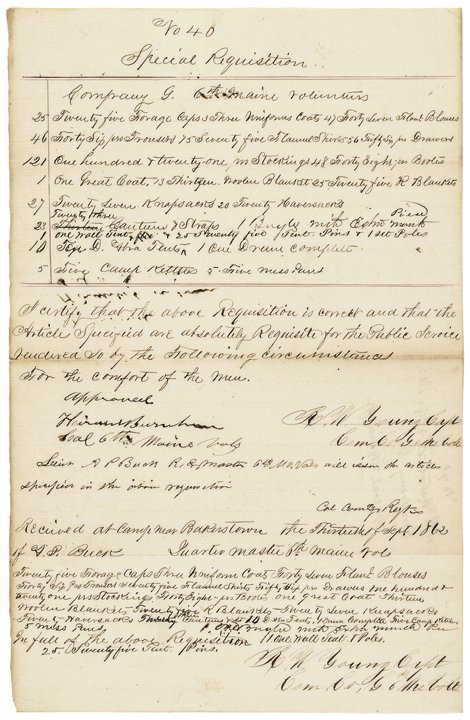 Civil War General HIRAM BURNHAM Autograph Document