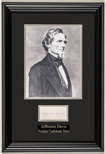 JEFFERSON DAVIS Full Signature in Ink on Card: Autographs Choice “Jefferson Davis” Full Signature on Card JEFFERSON “JEFF” DAVIS (1808-1889). American Statesman and Leader of the Confederacy during the American Civil War, serving as the