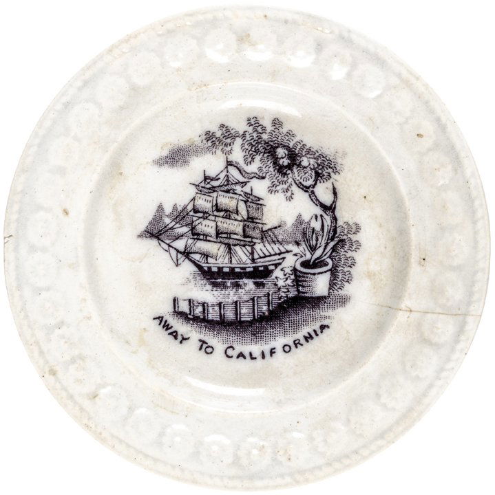 1850-60 AWAY TO CALIFORNIA Calif Gold Rush Plate (1 of 2)
