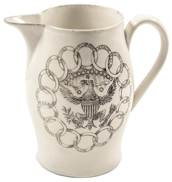 Liverpool Creamware Pitcher w/ Immortality Poem (1 of 6)