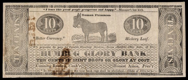 1834 Humbug Glory Bank, 10 Cents in mint drops... (1 of 4)