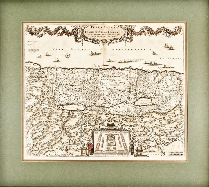 c. 1670 Engraved Holy Land + Mediterranean Map (1 of 4)