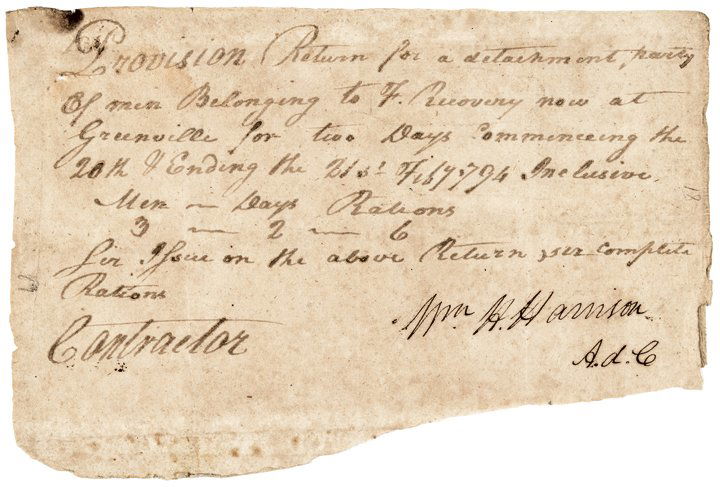 1794 WILLIAM HENRY HARRISON Signed Document (1 of 3)