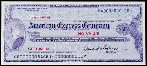 American Express $50 Traveler Check