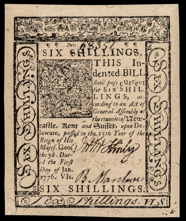 Colonial Currency DE. Jan 1776 PMG GEM UNC 65EPQ (1 of 6)