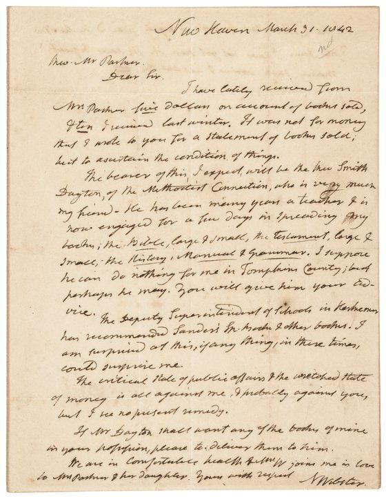 1842 NOAH WEBSTER ALS Bible Grammar + Dictionary (1 of 5)