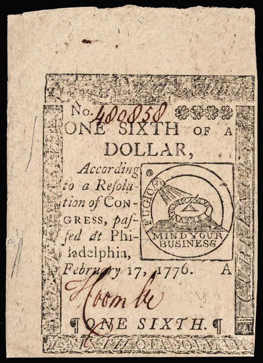 1776 Continental Congress FUGIO Design GEM UNC. (1 of 2)