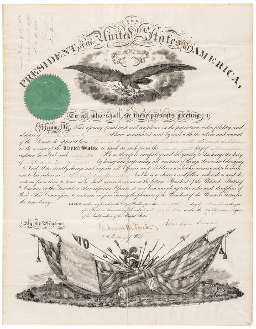1863 ABRAHAM LINCOLN Signed Civil War Commission (1 of 4)