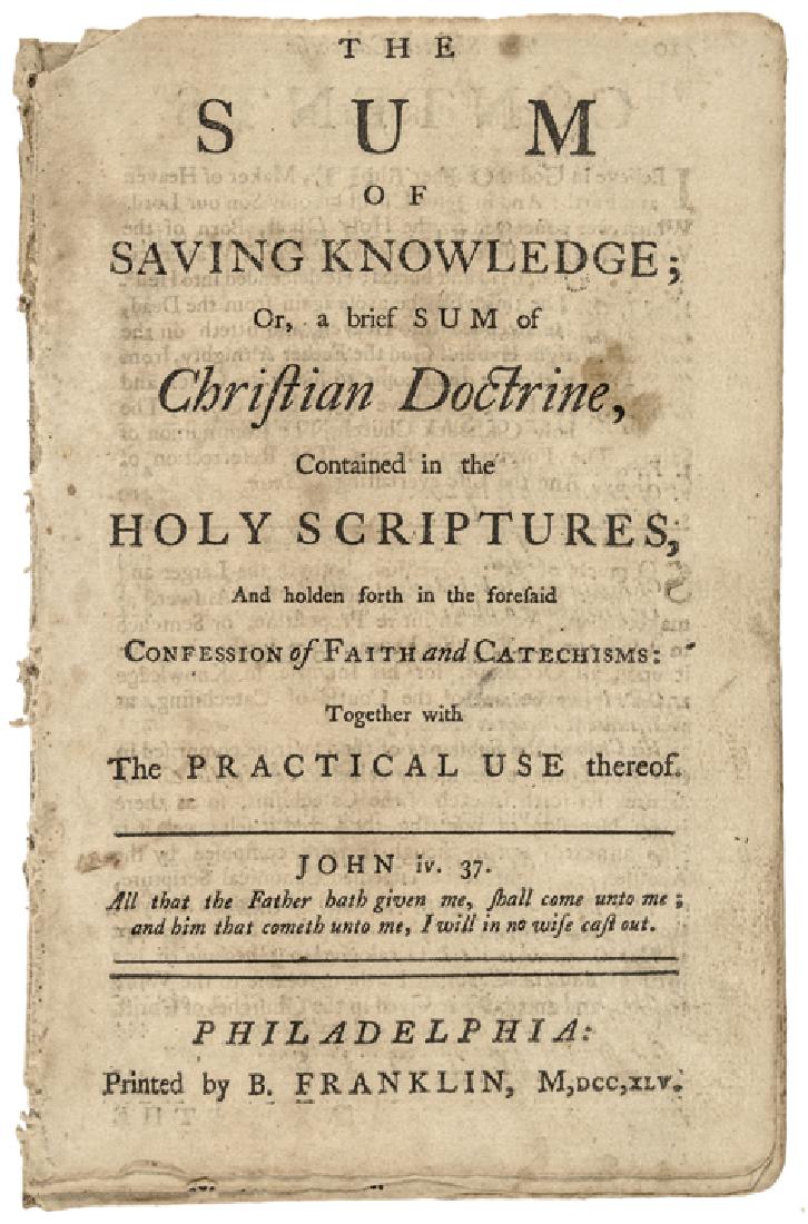 1745 BENJAMIN FRANKLIN Printed Religious Imprint (1 of 2)