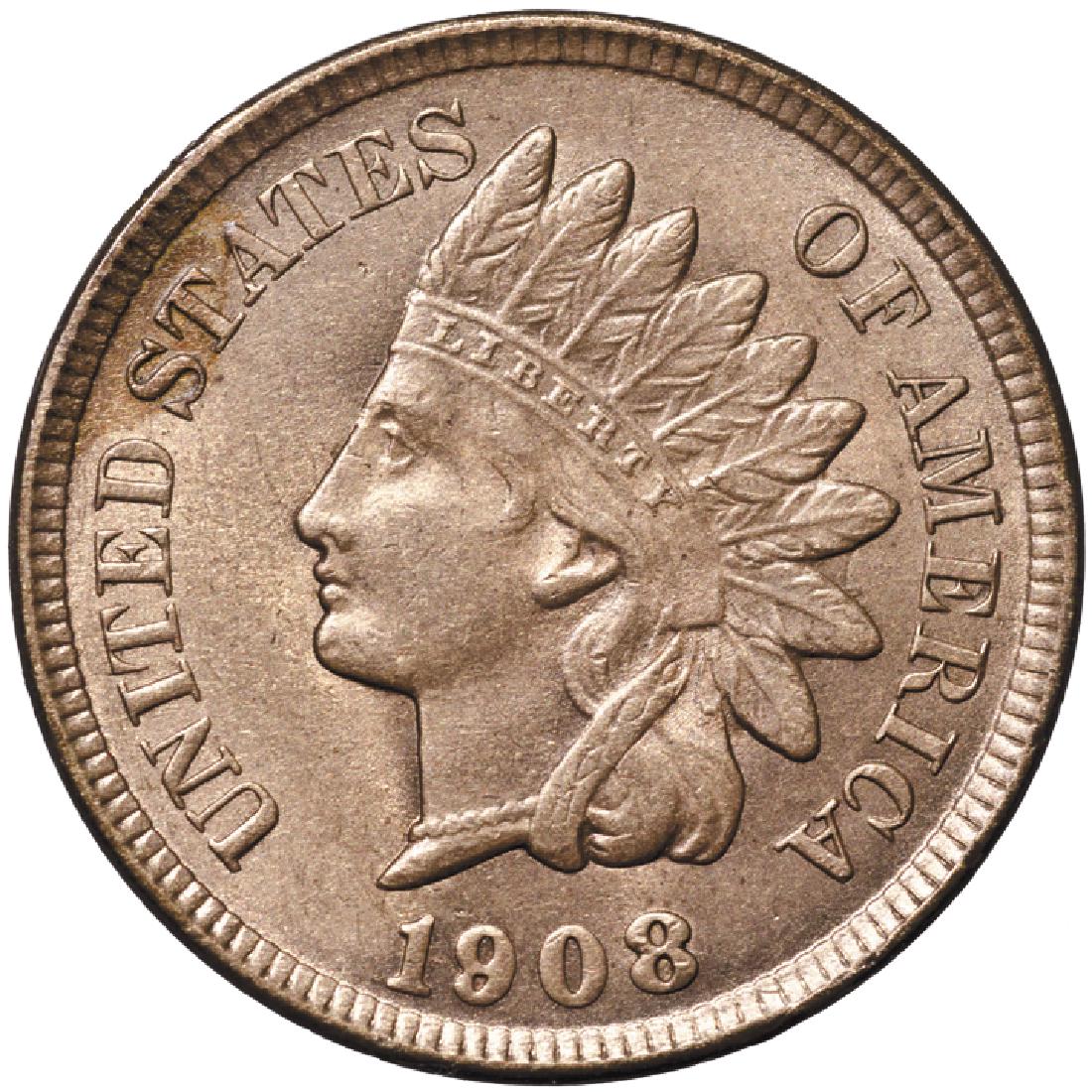 1908 Indian Head Cent Satiny Reddish-Brown Unc (1 of 2)