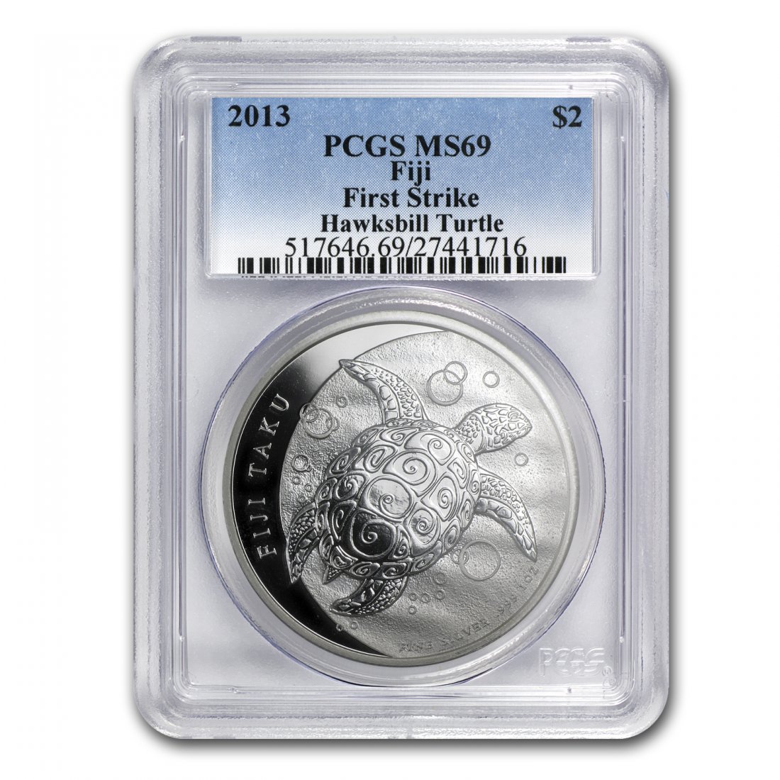 2013 1 oz Silver $2 Fiji Taku Coin - MS-69 First Strike: 2013 1 oz Silver $2 Fiji Taku Coin - MS-69 First Strike PCGS