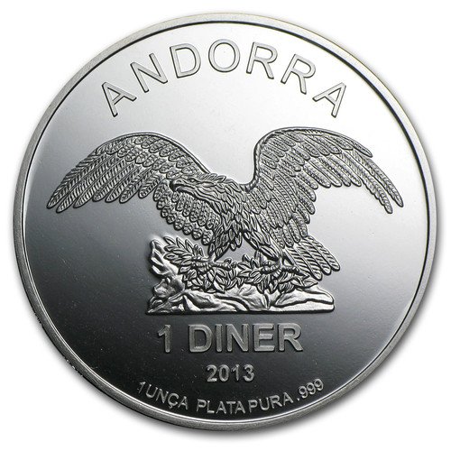 2013 1 oz Silver Andorra Eagle 1 Diner Coin: 2013 1 oz Silver Andorra Eagle 1 Diner Coin