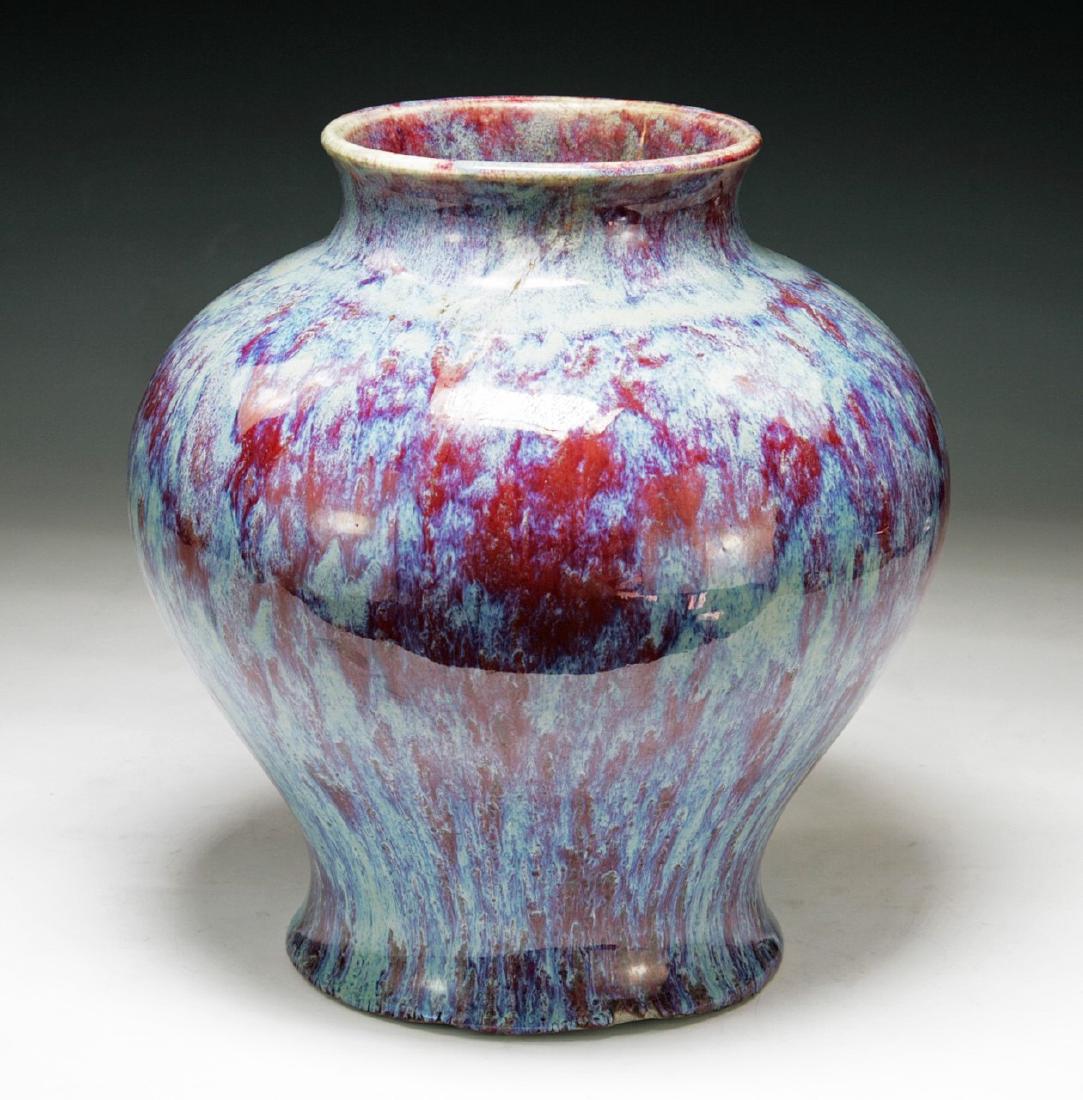 A BIG CHINESE QING FLAMBE RED GLAZED PORCELAIN VASE (1 of 4)