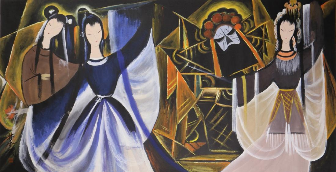 A BIG CHINESE PAPER PAINTING BY LIN, FENGMIAN (1 of 5)