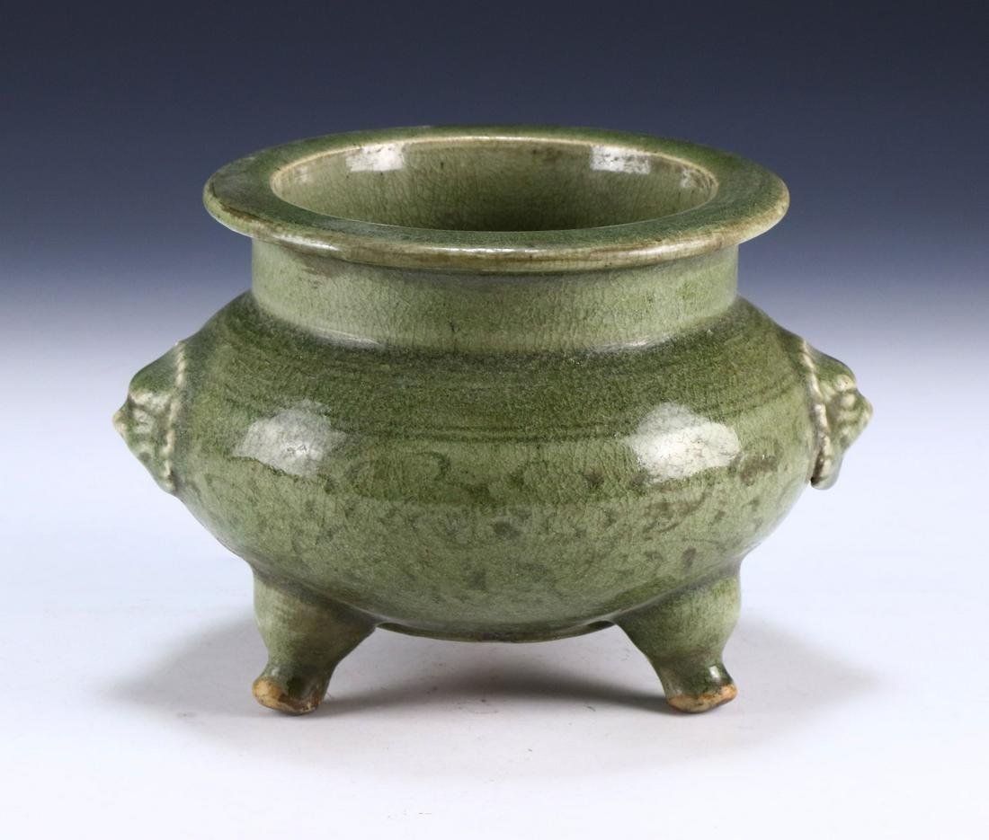 A CHINESE CELADON GLAZED PORCELAIN CENSER (1 of 5)