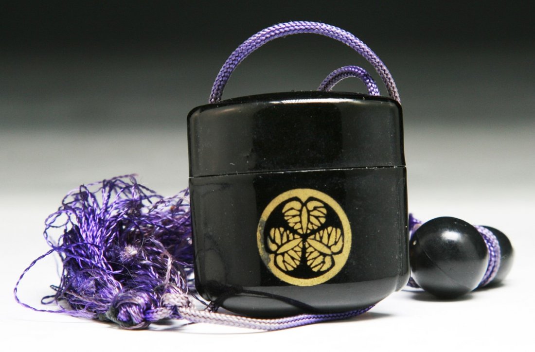 A Japanese Antique Lacquered Wood Inro: A Japanese Antique Lacquered Wood Inro: two-case inro, of 19th Century; Dimension: H: 1-1/4"