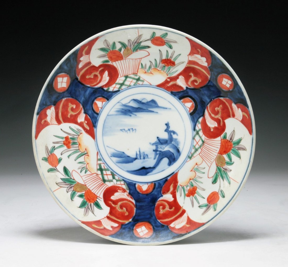 A Japanese Antique Imari Porcelain Plate: A Japanese Antique Imari Porcelain Plate: of 19th Century; Dimension: D: 11-1/4"